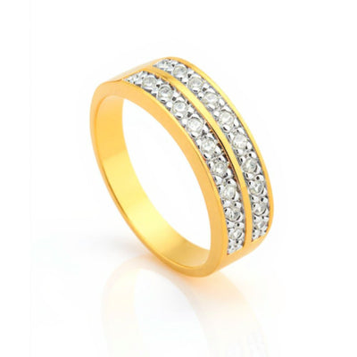 Anillo Line White Oro Laminado