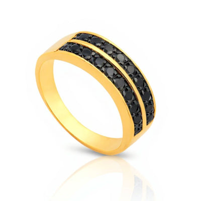 Anillo Line Black Oro Laminado