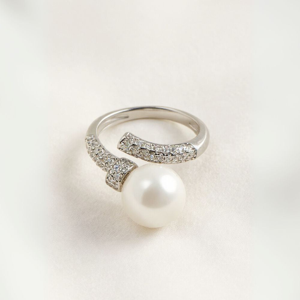 Anillo Perla Plata Italiana