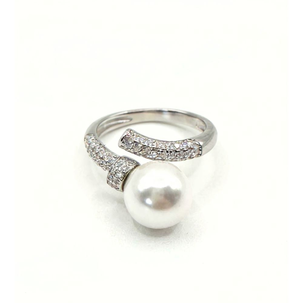 Anillo Perla Plata Italiana