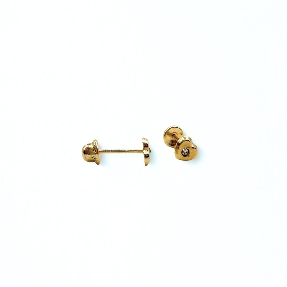 Aros Bebé Corazoncito Oro 14K 4mm