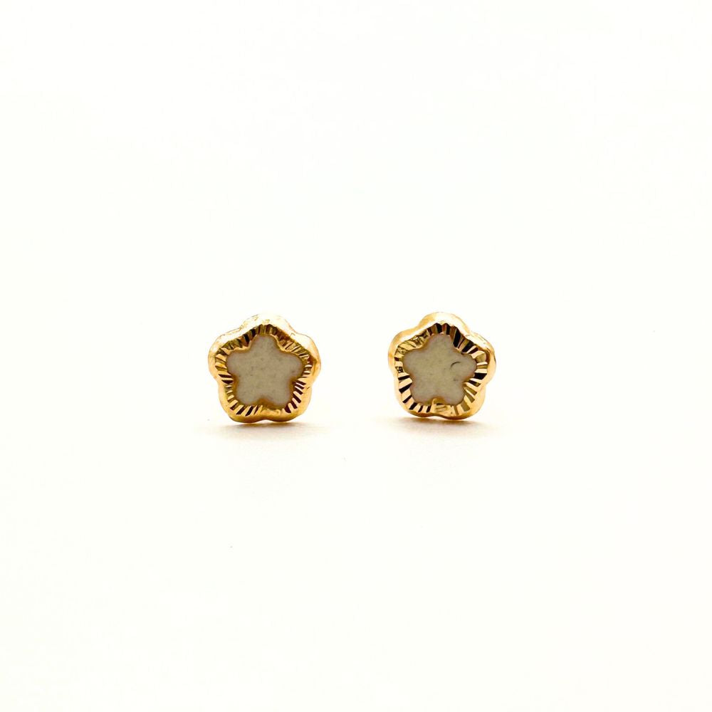 Aros Bebé Flores Oro 14K 4mm