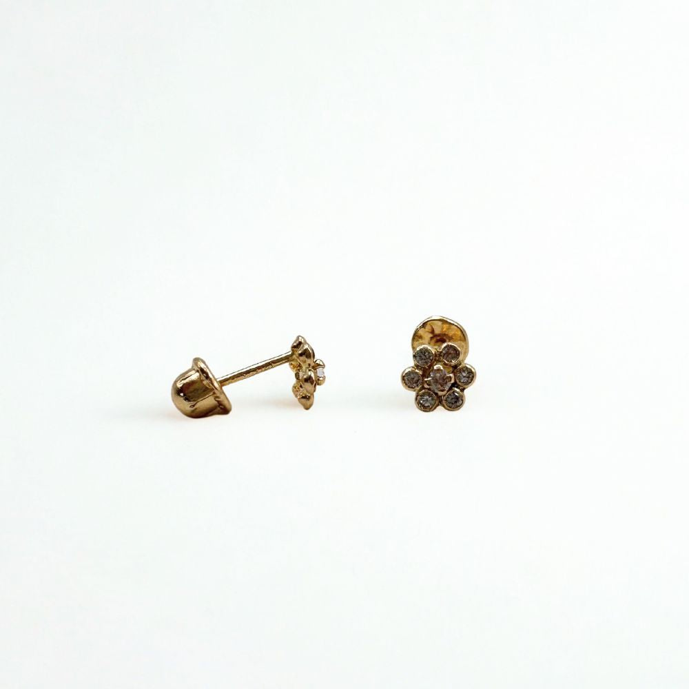 Aros Niña Florecita Oro 14K 5mm