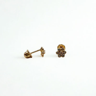 Aros Niña Florecita Oro 14K 5mm