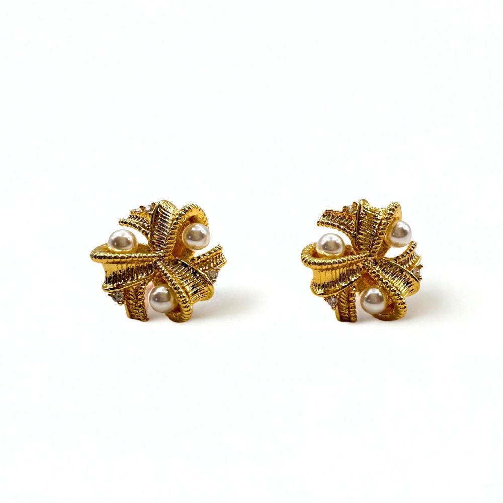 Aros Coral Pearls Bañados Oro