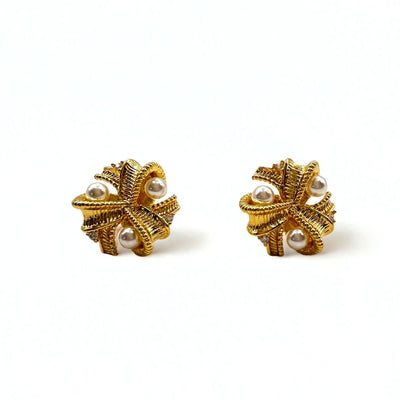 Aros Coral Pearls Bañados Oro