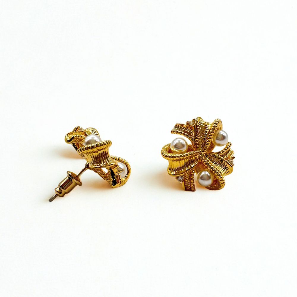 Aros Coral Pearls Bañados Oro